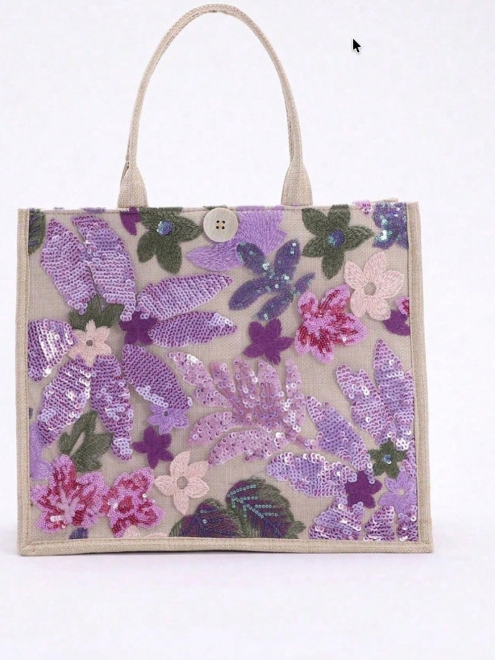 Luxe Floral Sequin multicolor Large Tote Bag